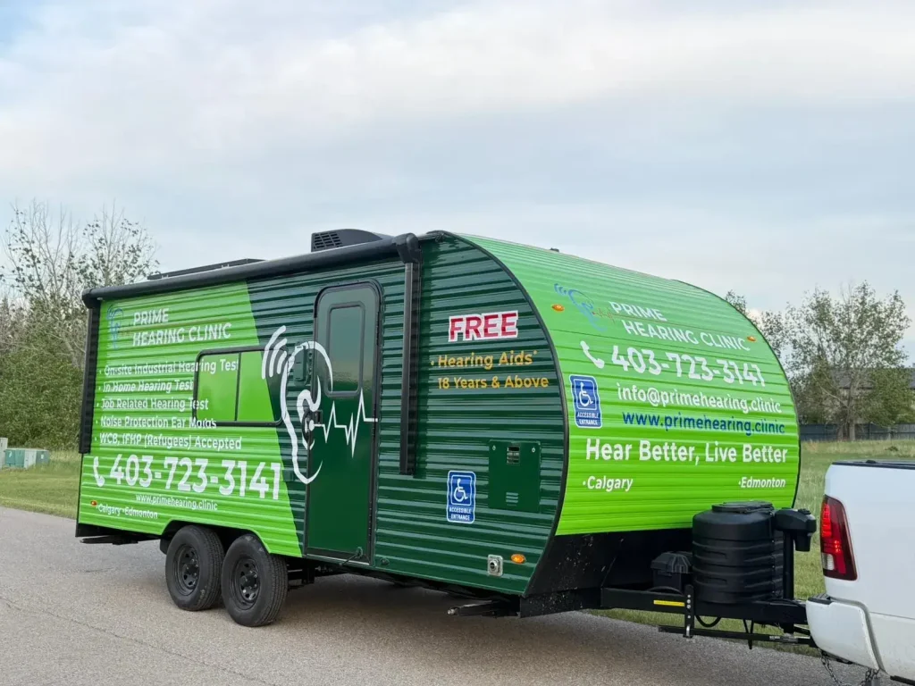 Mobile hearing test unit from Prime Hearing Clinic Calgary