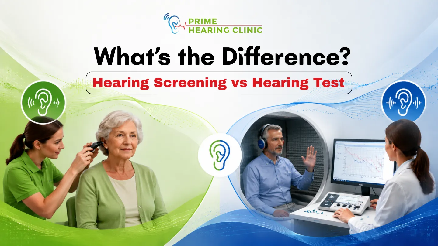 difference between hearing screen and hearing test